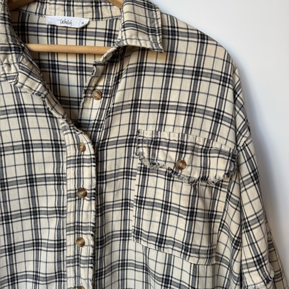 Talulah Mineral Washed Distressed Plaid Shirt - Picture 4 of 9